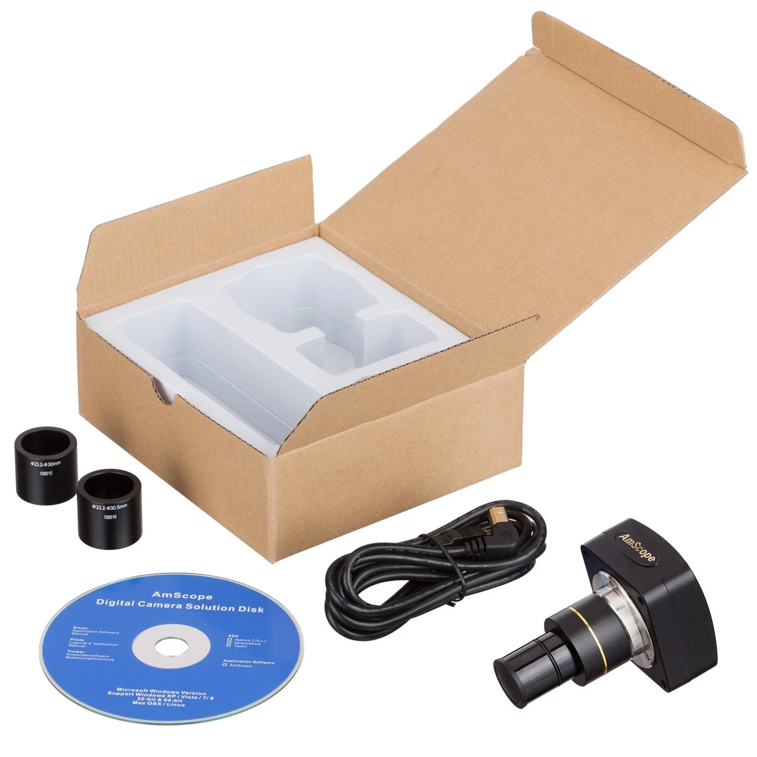 AmScope MU Series 1.3MP USB 2.0 Color CMOS C-Mount Microscope Camera with Reduction Lens - Image 3