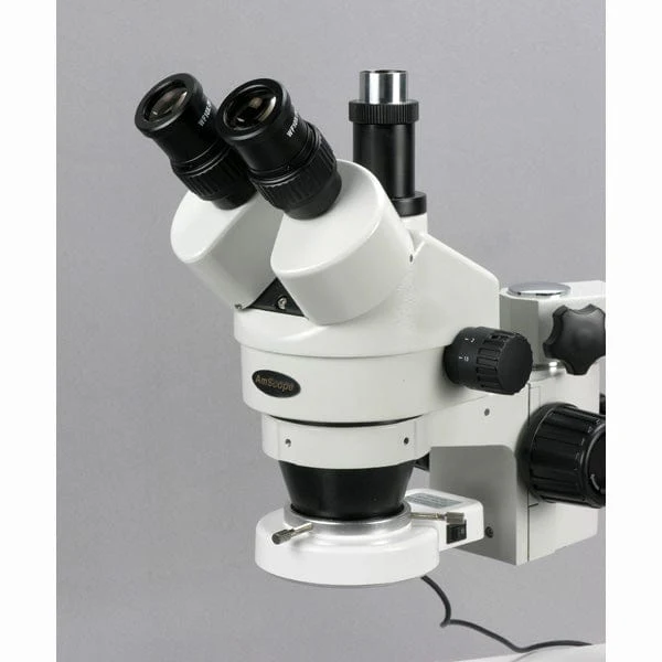 AmScope SM-3T Series Trinocular Zoom Stereo Microscope 3.5X-90X Magnification With Boom Stand + 54 LED Light - Image 5