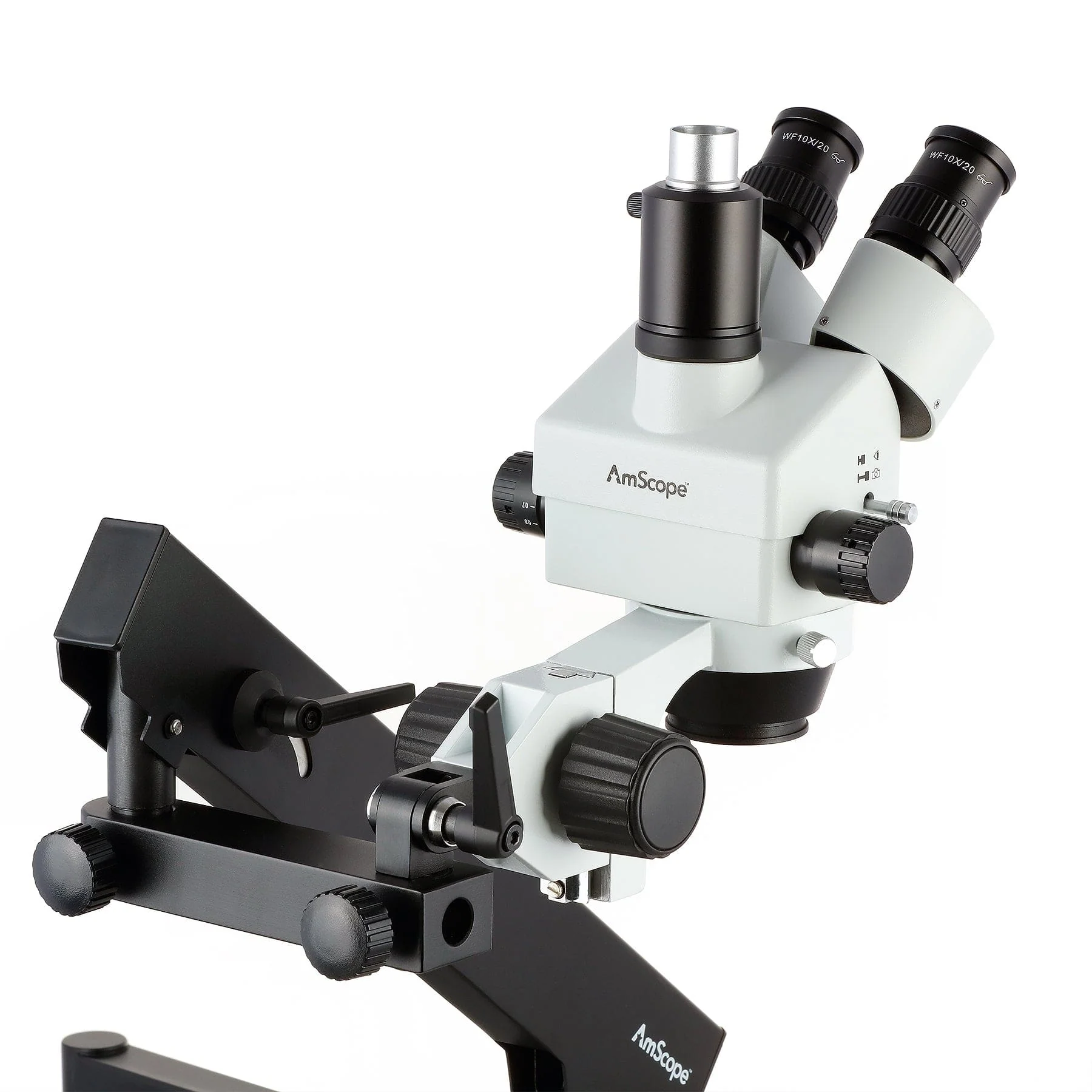 AmScope SM-6T Series Trinocular Articulating Zoom Stereo Microscope 7X-45X Magnification with Clamp - Image 3