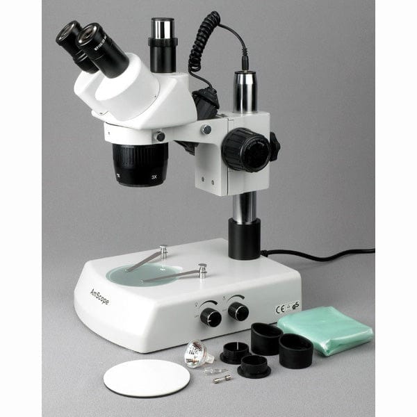 AmScope SW-2T Series Trinocular Stereo Microscope 10X-30X Magnification With Top & Bottom Halogen Lights - Image 3