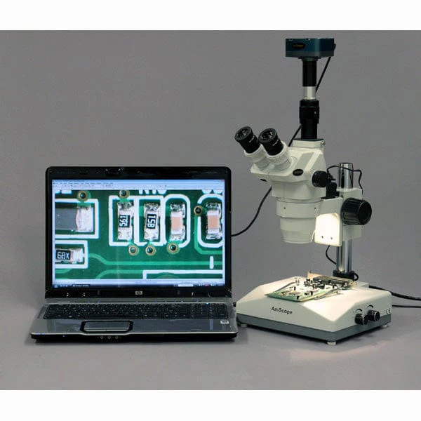 AmScope ZM-2 Series Ultimate Zoom Trinocular Microscope 6.7X-45X Magnification on Pillar Stand with Two Lights - Image 6