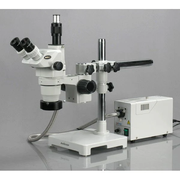 AmScope ZM-3 Series Ultimate Trinocular Zoom Microscope 6.7X-90X Magnification on Single-Arm Boom Stand - Image 4